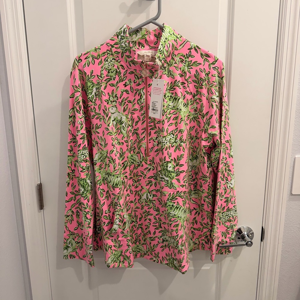 Lilly Pulitzer Pink and Green Leaf Print popover
